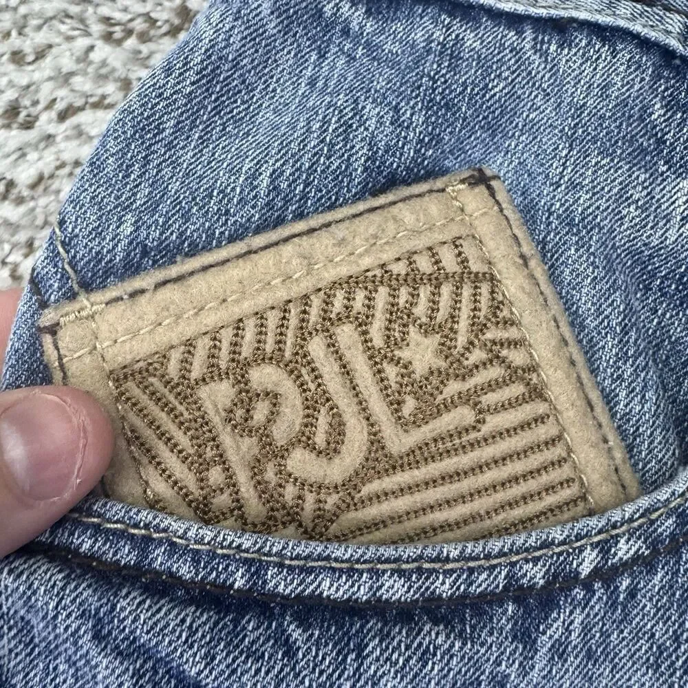 Vintage 90s Pepe Denim Shorts Men's 34 Light Wash Baggy Embroidered Y2K Hip Hop‎